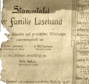 Familie Losehand Familienstammbaum von 1924 Bild