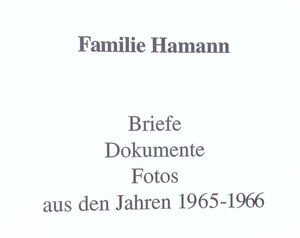 Familienchronik Hamann 1965 66 Teil 01 cover