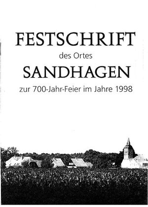 Ort Sandhagen 700.Jahrfeier Festschrift Stand 1998 Cover