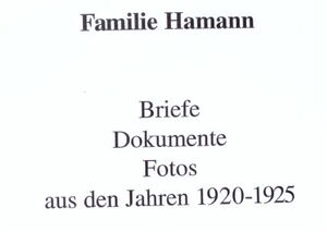 Familienchronik Hamann 1920 25 Teil 01 cover