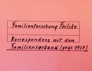 Familienverband Feilcke Familienverband Korrespondenz cover