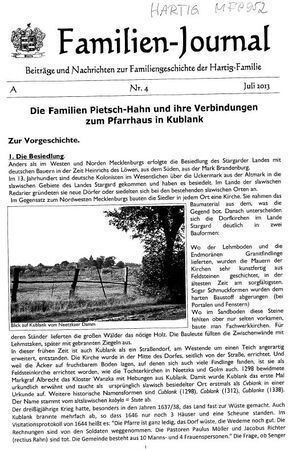 Familie Hartig Familienjournal 4 2013 Cover