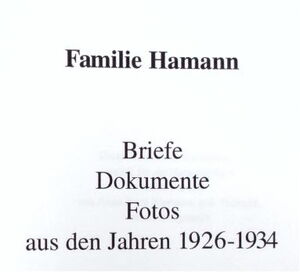 Familienchronik Hamann 1926 34 Teil 01 cover