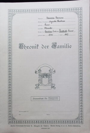 Czieslik Familienchronik Evers, Johanna Augusta Eleonora Christina cover