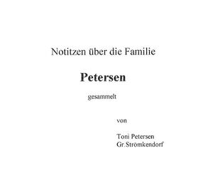 Familie Petersen aus Gr. Strömkendorf Notizen über die Familie Stand 1999-12-03 Cover