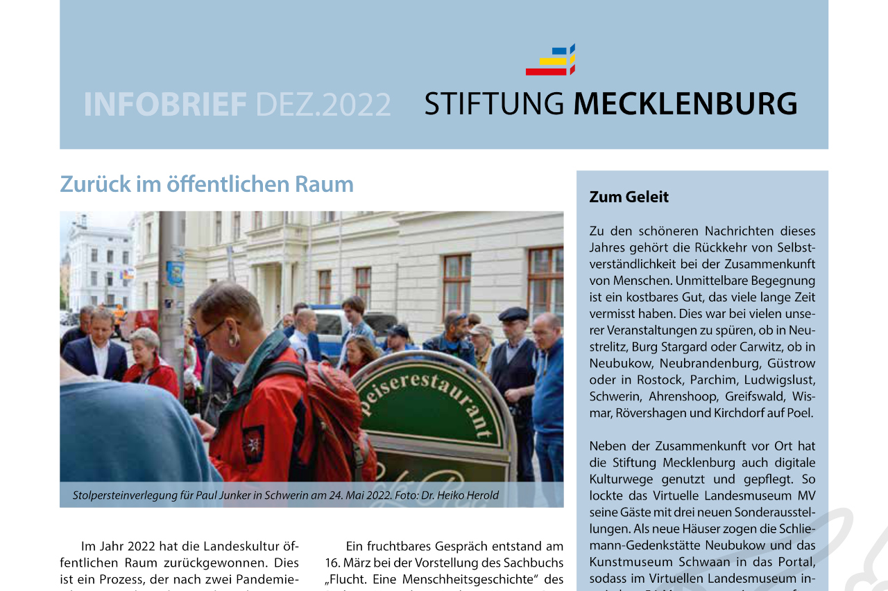 Infobrief Dez.2022 der Stiftung Mecklenburg